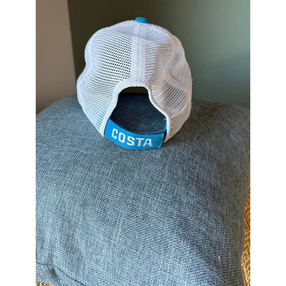 Costa Del Mar Trucker Hat Turquoise Blue‎ White Mesh Snapback Baseball Cap Logo